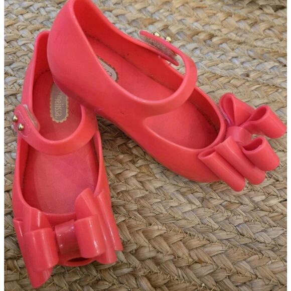 Melissa Shoes Mini Ultragirl Triple Bow Hot Pink Toddler 7c - Picture 3 of 6